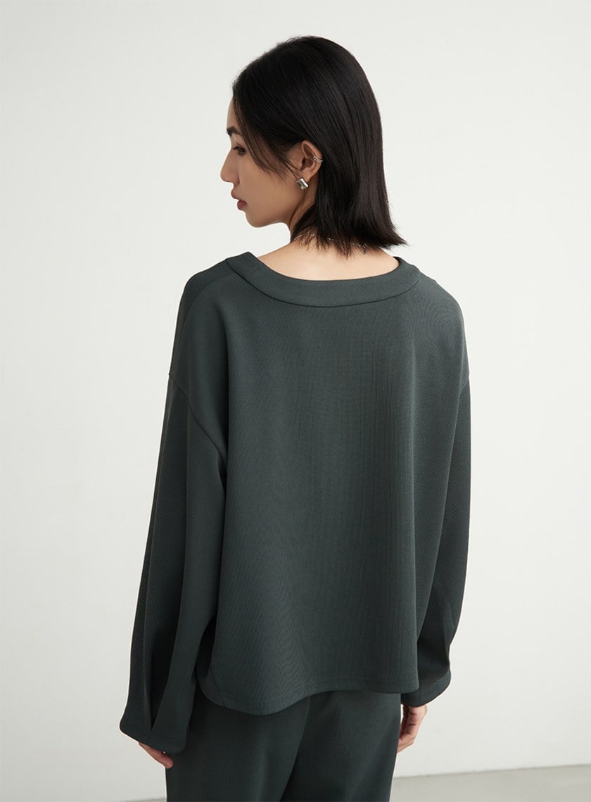 不對稱休閒長袖上衣